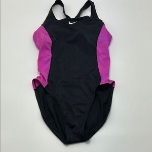 Nike Women's Swimsuit Color Surge Powerback One Piece Small Black Purple